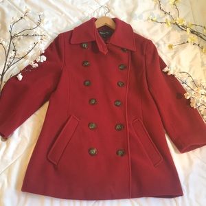 Dark Red Jones New York Pea Coat